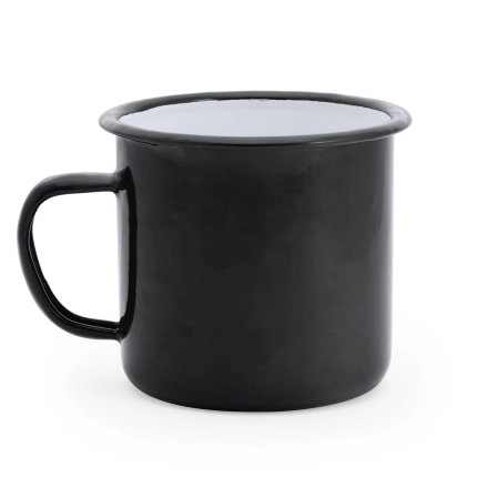 Kubek metalowy emailowany tradycyjny retro 380ml czarny – odzież robocza Modern Company